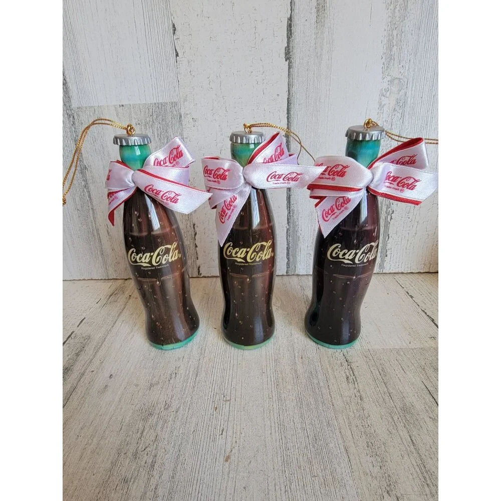 Vintage plastic Coca-Cola‎ bottle ornament Xmas set coke